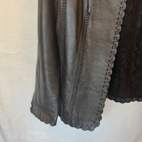 Zelda Black Imported Lamb Leather Whipstitch Open Jacket Size 12 - Picture 5 of 11